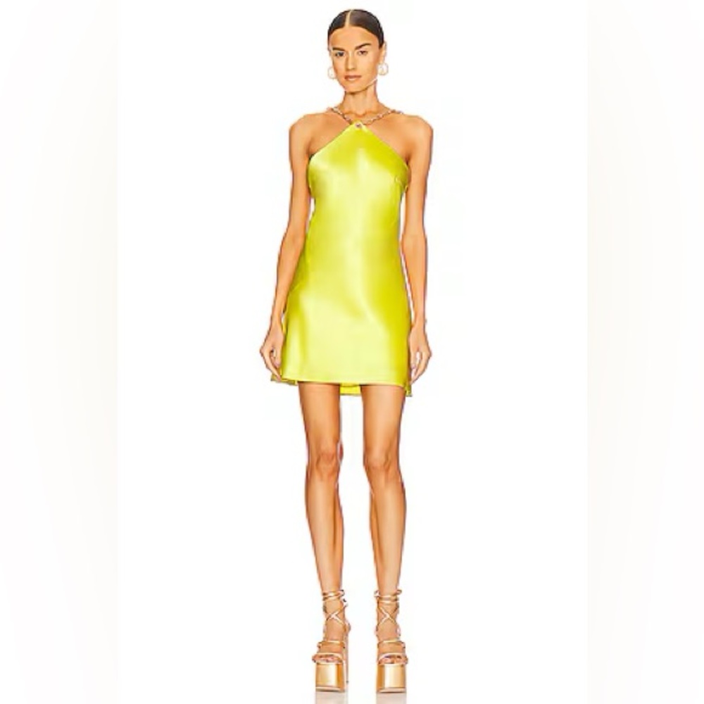 Cult Gaia Minna Dress with Chain Straps - Tahdig Citron